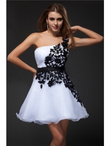 Empire Strapless Applique Sleeveless Short Organza Cocktail Dresses