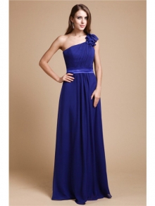 A-Line/Princess One-Shoulder Sleeveless Ruffles Long Chiffon Dresses