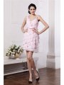 Sheath/Column Spaghetti Straps Sleeveless Ruffles Short Chiffon Cocktail Dresses