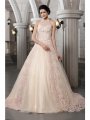 A-Line/Princess High Neck Sleeveless Beading Applique Long Net Wedding Dresses