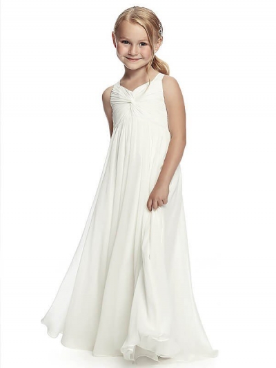 A-Line/Princess Sleeveless Straps Ruched Floor-Length Chiffon Flower Girl Dresses [PO16033PO811]