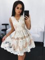 A-Line/Princess V-neck Sleeveless Lace Short/Mini Tulle Dresses