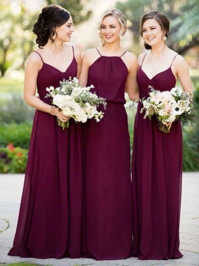 A-Line/Princess Sleeveless Floor-Length Chiffon Bridesmaid Dresses [PON1506EV730]