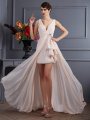 A-Line/Princess Straps Sleeveless Beading Long Chiffon Dresses