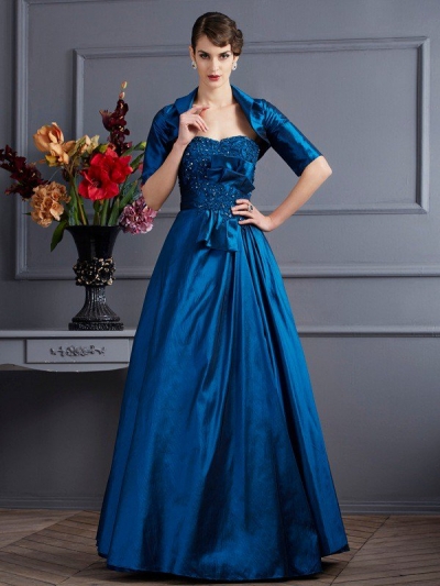 A-Line/Princess Sweetheart Sleeveless Applique Long Taffeta Mother of the Bride Dresses [40798]