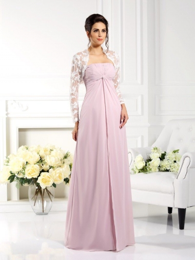 A-Line/Princess Strapless Lace Sleeveless Long Chiffon Mother of the Bride Dresses [50220]