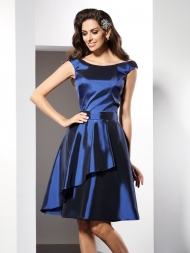 A-Line/Princess Scoop Sleeveless Short Taffeta Bridesmaid Dresses