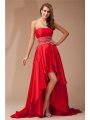 A-Line/Princess Strapless High Low Beading Sleeveless Taffeta Dresses