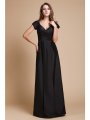 Sheath/Column V-neck Short Sleeves Long Ruffles Taffeta Dresses