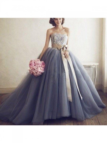 Ball Gown Sweetheart Sleeveless Applique Tulle Floor-Length Dresses