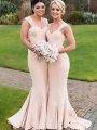 Trumpet/Mermaid Sweetheart Sleeveless Satin Floor-Length Bridesmaid Dresses