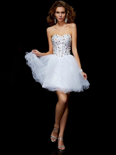 Sheath/Column Sweetheart Sleeveless Crystal Short Elastic Woven Satin Homecoming Dresses