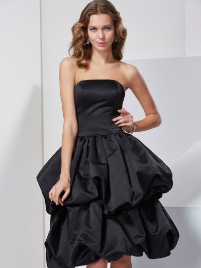 A-Line/Princess Strapless Sleeveless Short Satin Bridesmaid Dresses [40447]