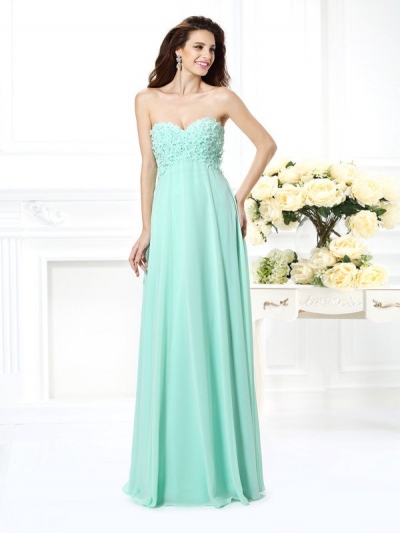 A-Line/Princess Sweetheart Sleeveless Long Chiffon Bridesmaid Dresses [50268]