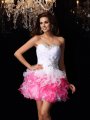 A-Line/Princess Sweetheart Ruffles Sleeveless Short Organza Cocktail Dresses