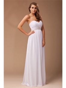 Sheath/Column Beading Sweetheart Long Sleeveless Chiffon Dresses