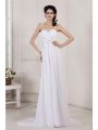 Sheath/Column Spaghetti Strap Pleats Ruched Beading Applique Long Chiffon Wedding Dresses