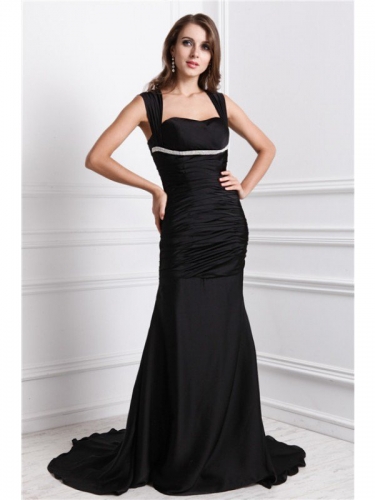 Trumpet/Mermaid Straps Sleeveless Long Beading Charmeuse Dresses