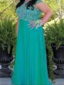 A-Line/Princess Scoop Sleeveless Beading Floor-Length Chiffon Plus Size Dresses