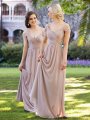 A-Line/Princess Spaghetti Straps Sleeveless Floor-Length Chiffon Bridesmaid Dresses