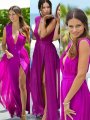 A-Line/Princess Floor-Length Chiffon Sleeveless V-neck Bridesmaid Dresses