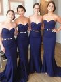 Trumpet/Mermaid Sweetheart Sweep/Brush Train Sleeveless Satin Bridesmaid Dresses