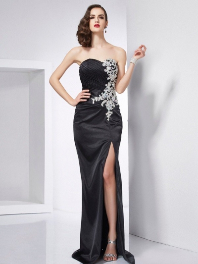 Trumpet/Mermaid Sweetheart Sleeveless Beading Long Elastic Woven Satin Dresses [40699]