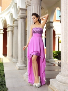 A-Line/Princess Strapless Beading Sleeveless High Low Chiffon Cocktail Dresses