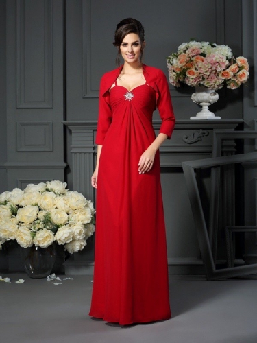 A-Line/Princess Spaghetti Straps Beading Sleeveless Long Chiffon Mother of the Bride Dresses