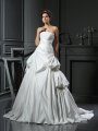 Ball Gown Strapless Applique Sleeveless Long Satin Wedding Dresses