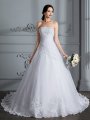 Ball Gown Strapless Sleeveless Court Train Organza Wedding Dresses