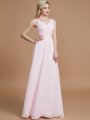 A-Line/Princess Sleeveless Floor-Length Chiffon V-neck Bridesmaid Dresses