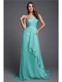 A-Line/Princess One-Shoulder Beading Sleeveless Long Chiffon Dresses