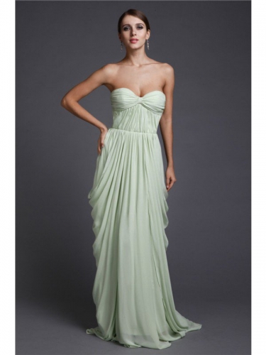 Sheath/Column Sweetheart Sleeveless Long Ruffles Chiffon Dresses