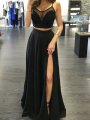 A-Line/Princess Spaghetti Straps Sleeveless Floor-Length Chiffon Two Piece Dresses