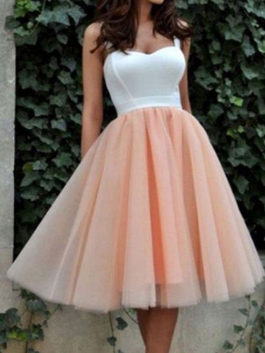 A-Line/Princess Sleeveless Sweetheart Tulle Short/Mini Dresses