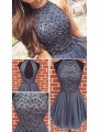 A-Line/Princess Sleeveless Scoop Beading Tulle Short/Mini Dresses