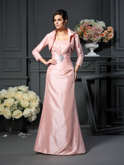 A-Line/Princess Strapless Pleats Sleeveless Long Taffeta Mother of the Bride Dresses [50824]