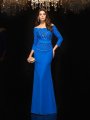 Sheath/Column Off-the-Shoulder Beading 3/4 Sleeves Long Chiffon Dresses