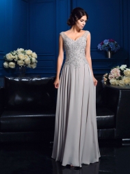 A-Line/Princess V-neck Beading Sleeveless Long Chiffon Mother of the Bride Dresses