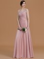 A-Line/Princess V-neck Sleeveless Floor-Length Beading Chiffon Bridesmaid Dresses