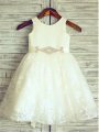 A-line/Princess Scoop Sash/Ribbon/Belt Sleeveless Floor-Length Lace Flower Girl Dresses