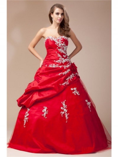 Ball Gown Sweetheart Sleeveless Beading Lace Long Taffeta Net Dresses [N13ZYDRESS82]