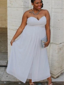 A-Line/Princess Sweetheart Sleeveless Ruched Ankle-Length Chiffon Plus Size Dresses