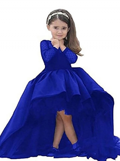 Ball Gown Scoop Long Sleeves Sash/Ribbon/Belt Floor-Length Satin Flower Girl Dresses [PON1506EV808]